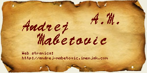 Andrej Mabetović vizit kartica
